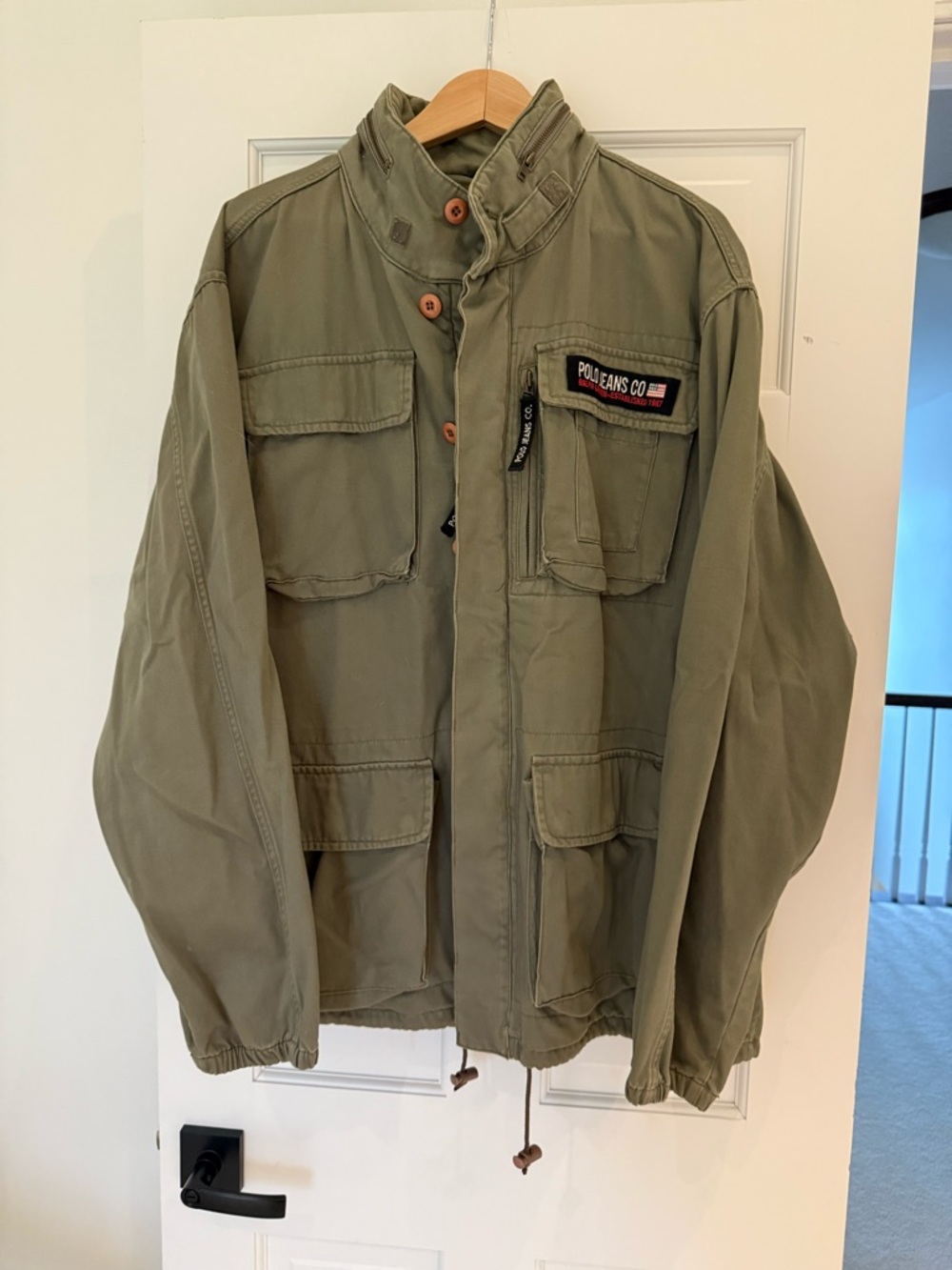 VTG Polo Ralph Lauren L Jacket Coat Cotton Olive Green Military Army Barn Chore